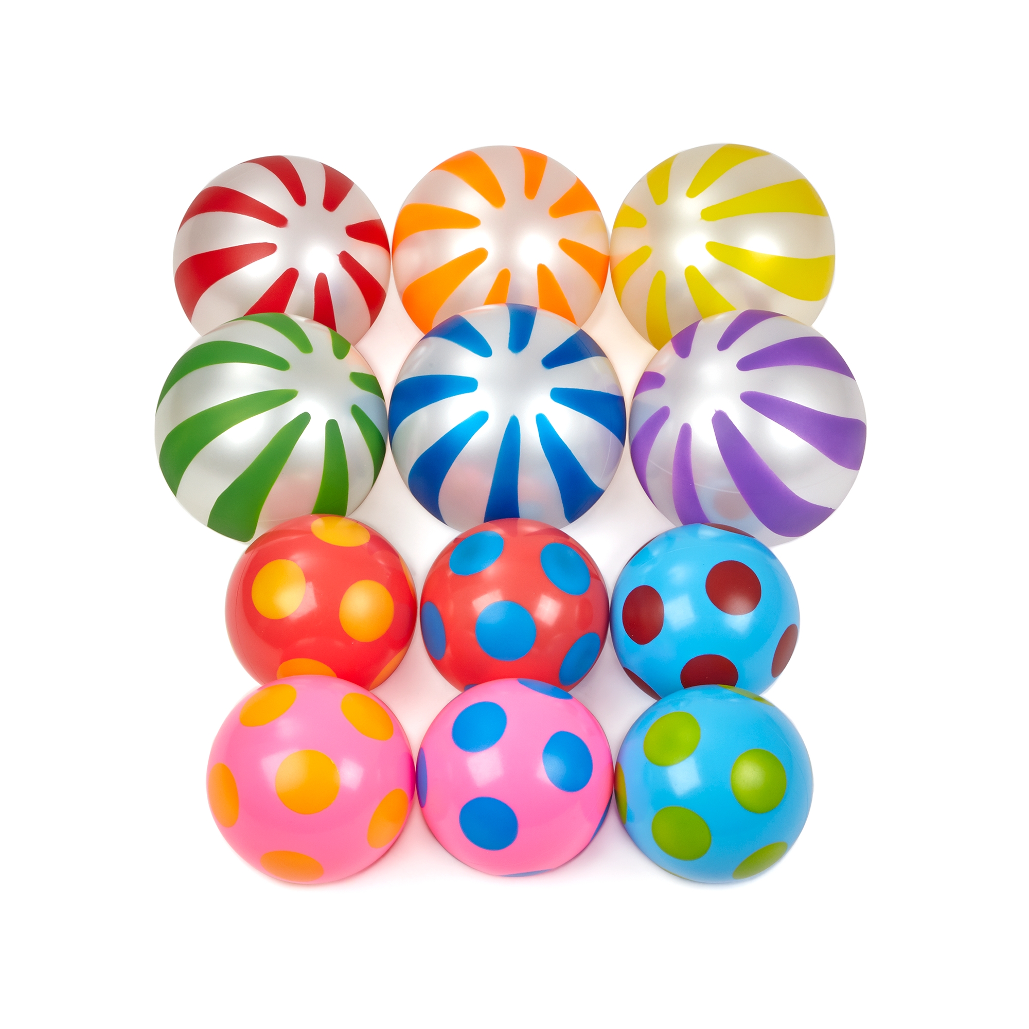 Spots and Stripes Balls - Pack of 12